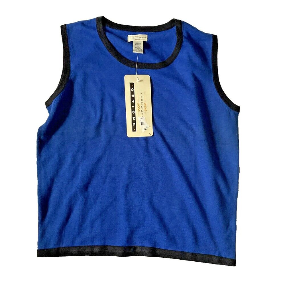 Yarnworks Blue Sleeveless Knit Top Medium / Acrylic & Cotton Blend